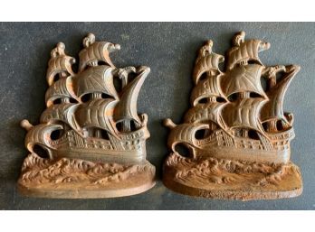 1928  ENGLISH GALLEON BOOK ENDS