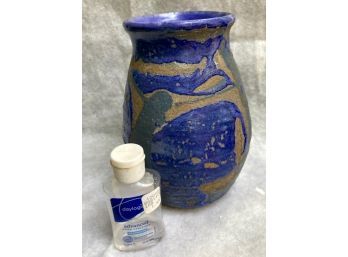 Gorgeous Glazed  Stone Ware Vase In Shades Of Blue