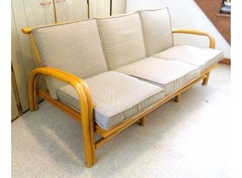 Mid-century Modern Bamboo Sofa With Cushions