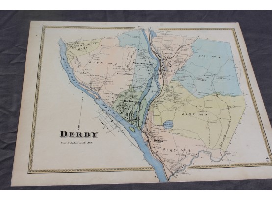 1868 Derby Connecticut Map - F.W. Beers Atlas Of New Haven