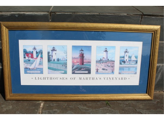 Lovely Print 'lighthouses Of Martha's Vineyard' Framed.