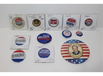 12 GOP Campaign Buttons Nixon - George H.W. Bush