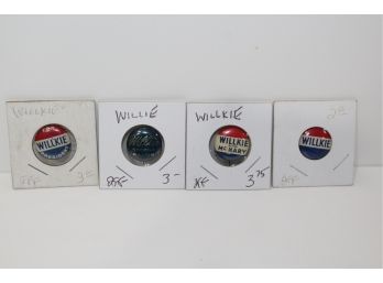 4 Wendell Wilkie Campaign Buttons 1940