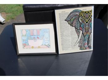 2 Items Of Elephant Art