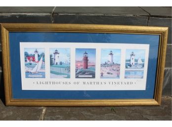 Lovely Print 'lighthouses Of Martha's Vineyard' Framed.