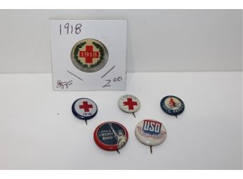 6 1918 - 1919 Service Buttons - Red Cross And War Bonds -  Over 100 Years Old!