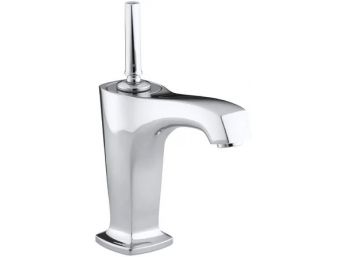 A Kohler Margaux One Piece Polished Chrome Faucet With Top Toggle