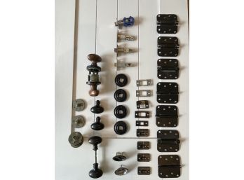 A Collection Of  Bronze Door Knobs - Hinges And Accessories From Baldwin