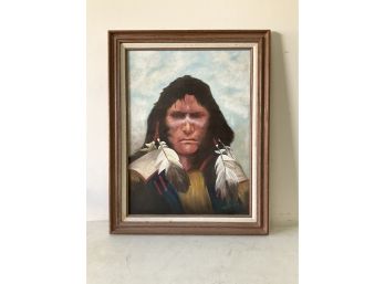 Kingsbury Signed Native American Indian Portrait Painting