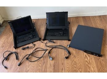 Pair Of RPD 1151B Rack Mount LCD Monitors With Keyboard & Trackball & Server
