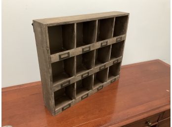Antique Style Wooden Wall Shelf With 12 Slots
