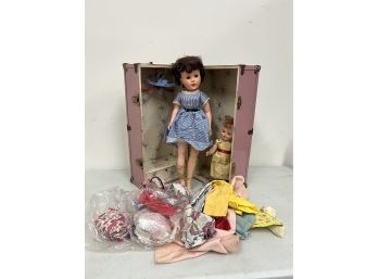 Vintage Dolls & Clothes In Cass Toys Doll Box