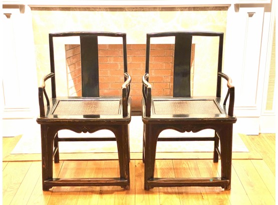 Pair Ming Dynasty Style Antique Chinese Wedding Chairs / Mandarin Collection Westport CT (LOC W2)