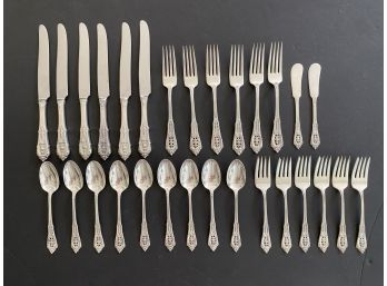 Wallace Sterling Flatware For Six Rose Point Pattern LOC W1)