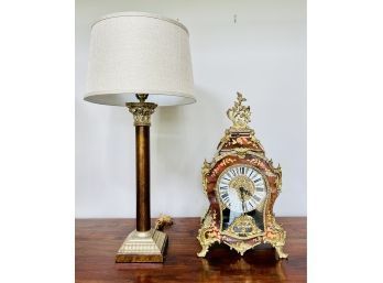 French Provincial Clock & Table Lamp  (LOC W1)