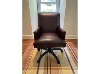 Crate & Barrel Leather Swivel Desk Chair On Casters  (LOC W1)