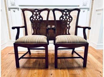 Pair Beacon Hill Custom Upholstered Sheraton Style Side Chairs   (LOC W2)