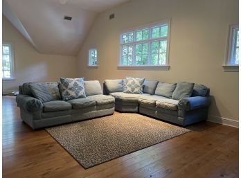 Caiati Sectional Sofa With Sleeper In Distressed Denim Upholstery  (LOC W2)