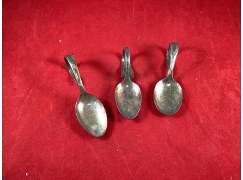 3 Vintage Silver Plate Finger Spoons Different Manufactures Good Overall Condition