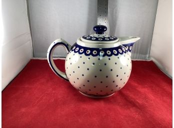 Vintage Boleslawiec Tea Pot Hand Made In Poland Good Overall Condition
