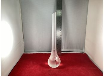 Vintage Frosted Clear Art Glass Bud Vase Signed And Numbered See Picture Good Overall Condition
