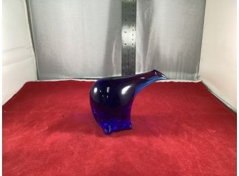 Vintage Cobalt Blue Art Glass Seal Paper Weight Unsigned Good Overall Condition