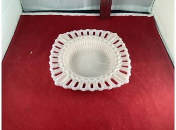 Vintage Unsigned Pink Milk Glass Ashtray Good Overall Condition