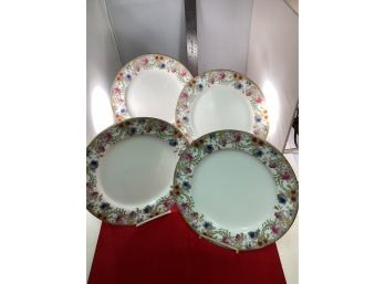 A Set Of 4 Antique Doulton Burslem Melrose Dinner Plates In Good Overall Condition Very Colorful Numbered