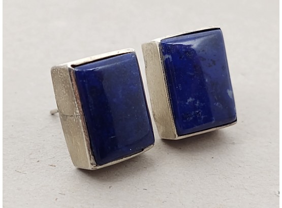 VINTAGE MEXICAN STERING SILVER LAPIS LAZULI EARRINGS