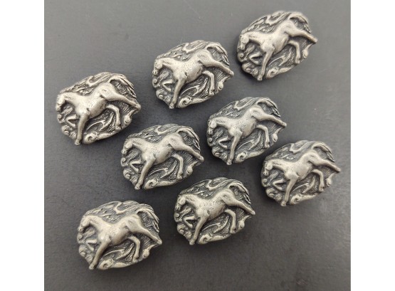 VINTAGE DESIGNER SIGNED ZRC PEWTER HORSE BUTTONS 8 PIECES