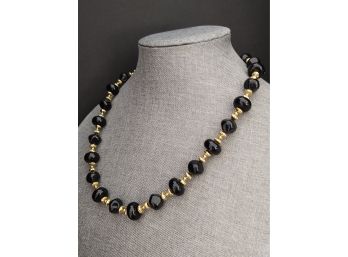 VINTAGE TRIFARI BLACK AND GOLD BEADED NECKLACE