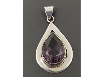 VINTAGE MEXICAN STERLING SILVER AMETHYST PENDANT