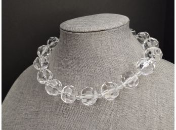 VINTAGE TRIFARI FACETED FAUX CRYSTAL LUCITE BEADED NECKLACE