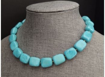 VINTAGE TRIFARI FAUX TURQUOISE NUGGETS BEADED NECKLACE