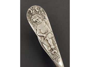 ANTIQUE STERLING SILVER CUPID ANGEL BABY SPOON