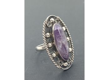 VINTAGE MEXICAN STERLING SILVER AMETHYST RING SIZE 8