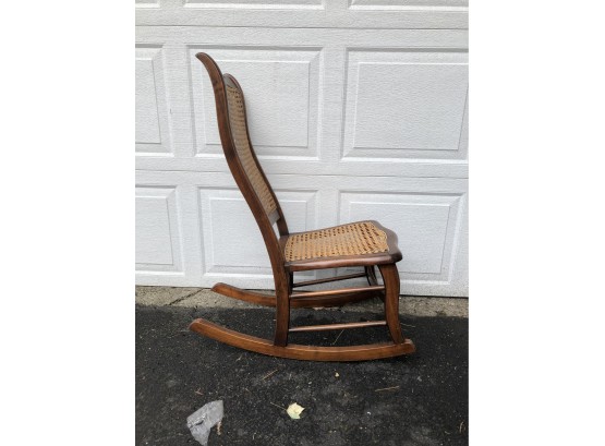 Antique Rocking Chair With Caned Seat