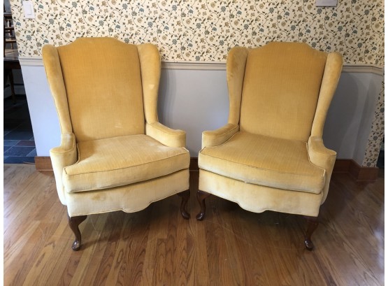 Beautiful Vintage  Harden Furniture Velvet Upholstered Wing Chairs