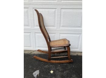 Antique Rocking Chair With Caned Seat