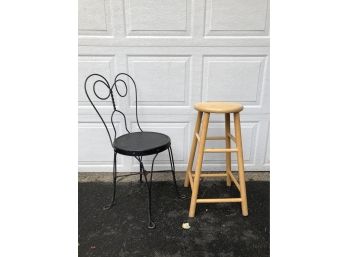 Antique Ice Cream Chair And Stool