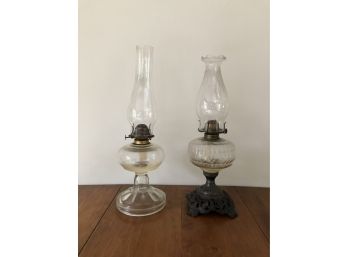 Pair Of Similar Antique  Oil Lamps