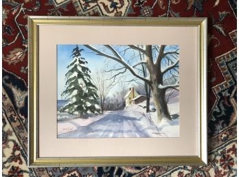 Winter Watercolor Landscape, Signed McCarty