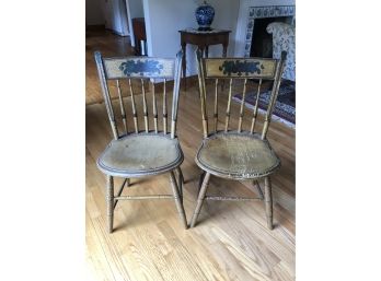 Antique Tole Painted Chairs In Original Finish