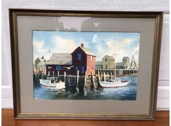 Local Artist Eugene McCarty Harbor Scene, Signed And Dated