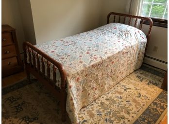 Antique Bed Frame With Comfortable Mattress And Boxspring