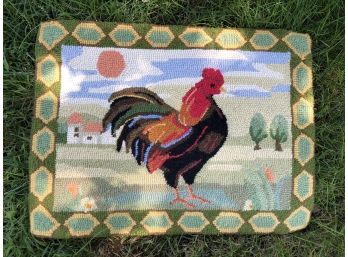 Hooked Rug With Rooster