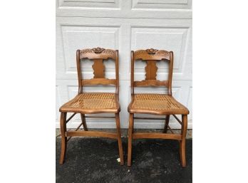 Antique Pair Of Caned Seat Chairs