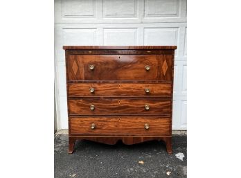 Antique Sheraton Dresser With Inlays And Brass Pulls