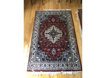 Antique Jaipur Serapi Area Rug In Rich Red And Ivory
