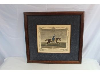 Framed Print Lady In Blue Riding Horse - No Glass